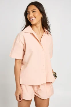 Ensemble Coordonné Chemise Boxy Manches Courtes Et Short Effet Lin