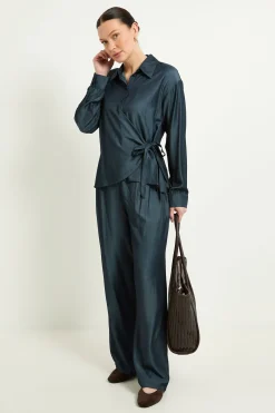 Wallis Ensemble Coordonné Chemise Effet Denim À Liens Latéraux<Femme Denim|Tops D’Automne