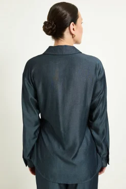 Wallis Ensemble Coordonné Chemise Effet Denim À Liens Latéraux<Femme Denim|Tops D’Automne