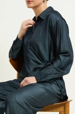 Wallis Ensemble Coordonné Chemise Effet Denim À Liens Latéraux<Femme Denim|Tops D’Automne