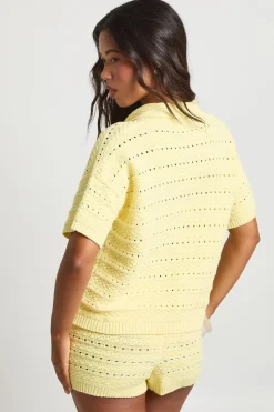 boohoo Ensemble Coordonné Chemise Et Short En Tricot Crochet<Femme Tenues De Plage|Pulls Et Gilets