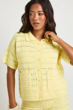 boohoo Ensemble Coordonné Chemise Et Short En Tricot Crochet<Femme Tenues De Plage|Pulls Et Gilets
