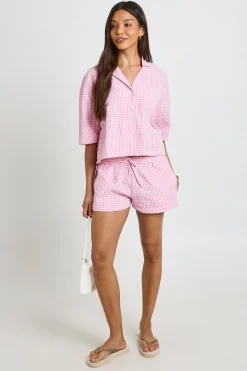boohoo Ensemble Coordonné Chemise À Manches Courtes Et Short Vichy<Femme Ensembles