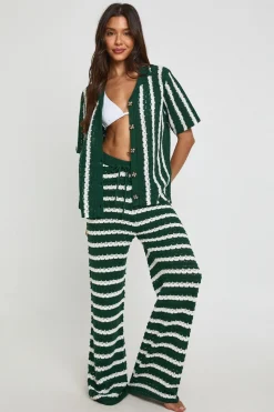 boohoo Ensemble Coordonné Chemise Oversize Et Pantalon Au Crochet À Rayures Épaisses<Femme Tenues De Plage|Pulls Et Gilets