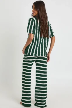 boohoo Ensemble Coordonné Chemise Oversize Et Pantalon Au Crochet À Rayures Épaisses<Femme Tenues De Plage|Pulls Et Gilets