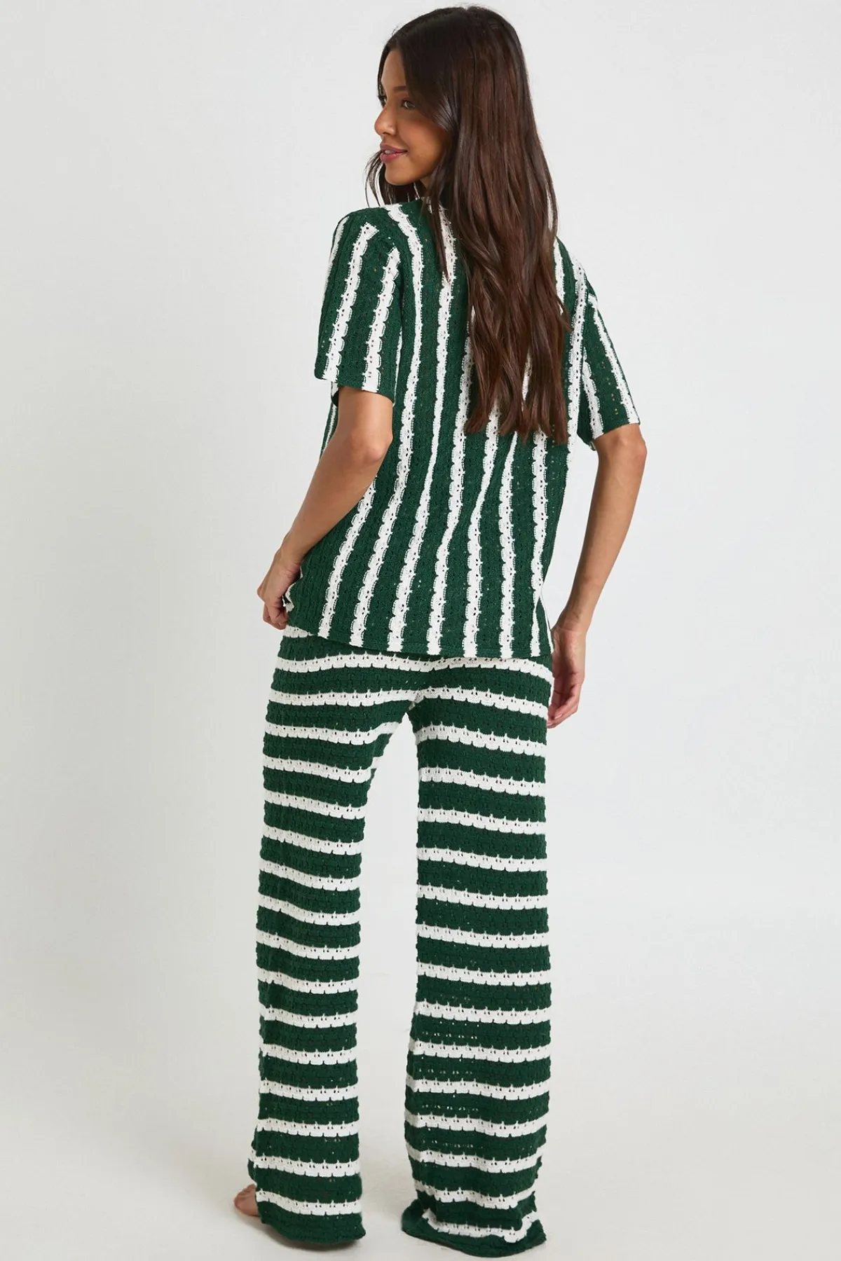 boohoo Ensemble Coordonné Chemise Oversize Et Pantalon Au Crochet À Rayures Épaisses<Femme Tenues De Plage|Pulls Et Gilets