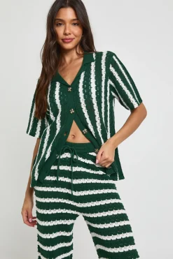 boohoo Ensemble Coordonné Chemise Oversize Et Pantalon Au Crochet À Rayures Épaisses<Femme Tenues De Plage|Pulls Et Gilets