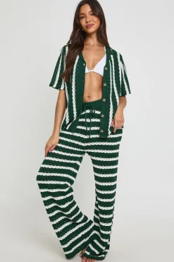 boohoo Ensemble Coordonné Chemise Oversize Et Pantalon Au Crochet À Rayures Épaisses<Femme Tenues De Plage|Pulls Et Gilets