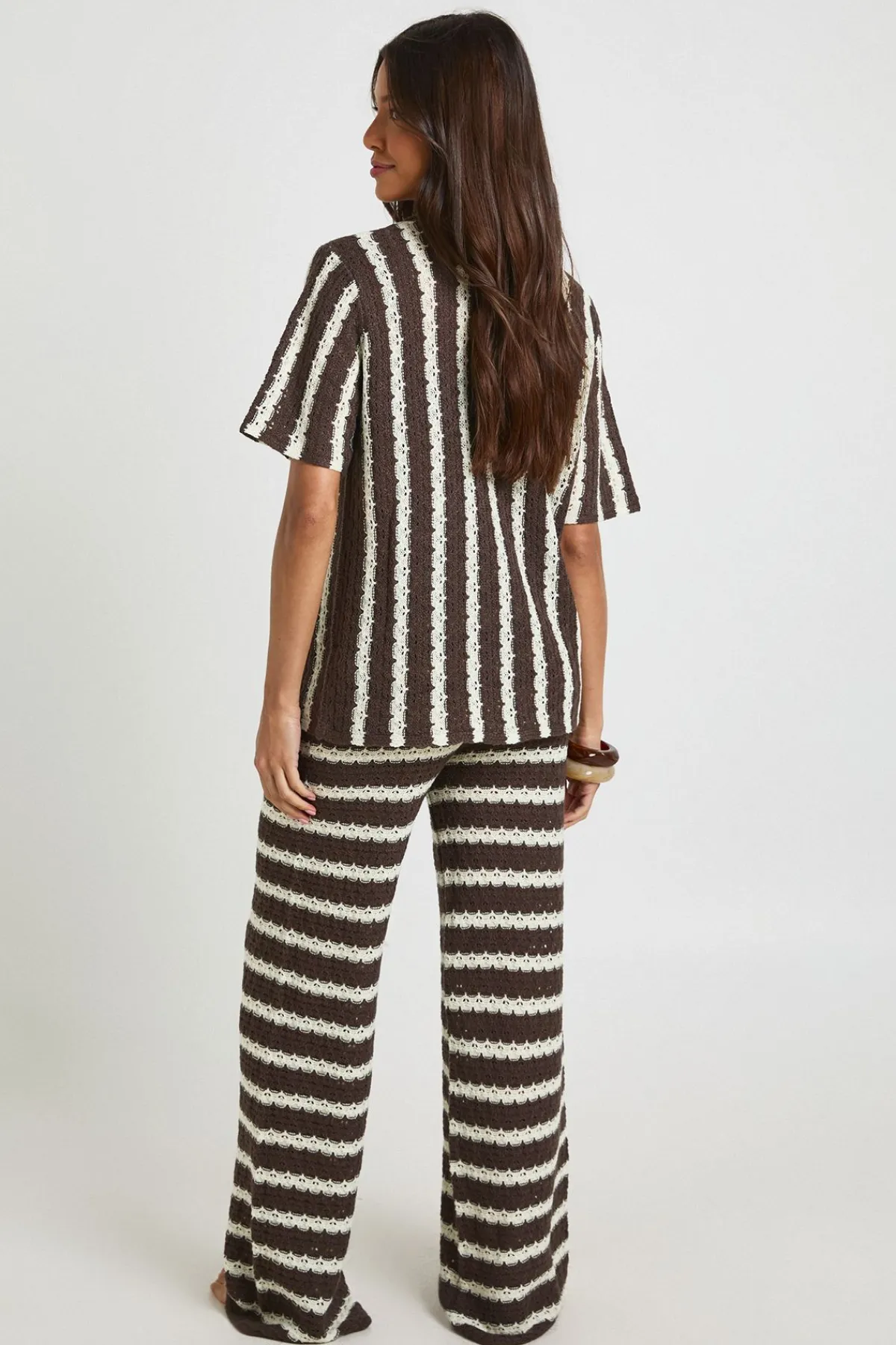 boohoo Ensemble Coordonné Chemise Oversize Et Pantalon Au Crochet À Rayures Épaisses<Femme Tenues De Plage|Pulls Et Gilets