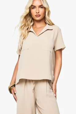 Ensemble coordonné chemise à poche tissée et pantalon