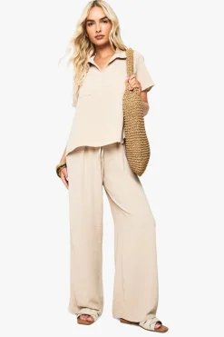 Ensemble coordonné chemise à poche tissée et pantalon