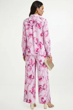 Wallis Ensemble Coordonné Chemise Satinée À Fleurs<Femme Satin Et Dentelle|Tops