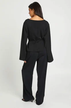 boohoo Ensemble Coordonné Col Bateau Taille Nouée Manches Évasées<Femme Ensembles
