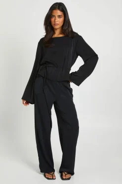 boohoo Ensemble Coordonné Col Bateau Taille Nouée Manches Évasées<Femme Ensembles