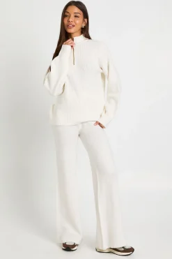 Ensemble coordonné composé d'un pull surdimensionné super doux à col zippé et d'un pantalon à jambes larges