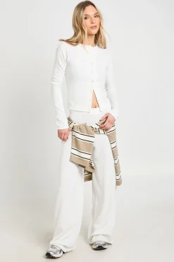 Ensemble Coordonné Côtelé Petite Avec Haut À Manches Longues Boutonné Et Pantalon Large
