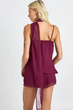 boohoo Ensemble coordonné débardeur drapé en chiffon & mini-jupe<Femme Ensembles