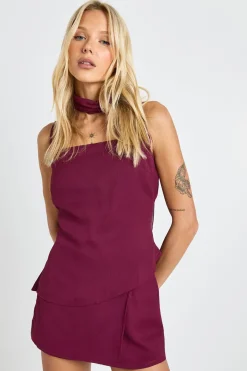 boohoo Ensemble coordonné débardeur drapé en chiffon & mini-jupe<Femme Ensembles