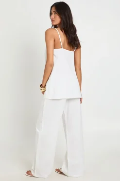 Ensemble Coordonné Débardeur Long Effet Lin Et Pantalon Large