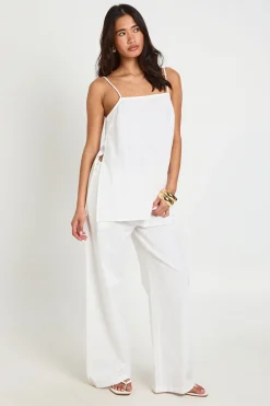 Ensemble Coordonné Débardeur Long Effet Lin Et Pantalon Large