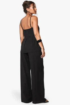 boohoo Ensemble Coordonné Débardeur Plissé Aspect Lin Col Carré Et Pantalon Large<Femme Ensembles