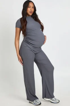 Ensemble Coordonné De Maternité T-shirt Côtés Froncés Et Pantalon Large