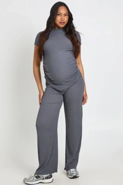 Ensemble Coordonné De Maternité T-shirt Côtés Froncés Et Pantalon Large