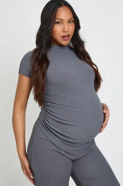 Ensemble Coordonné De Maternité T-shirt Côtés Froncés Et Pantalon Large