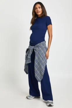 Ensemble Coordonné de Maternité T-shirt à Fronces Latérales et Pantalon Large