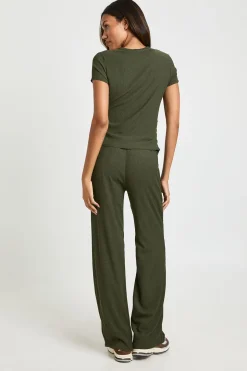 Ensemble Coordonné de Maternité T-shirt à Fronces Latérales et Pantalon Large