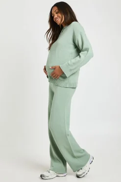 Ensemble Coordonné de Maternité Synthétiquell Boutonné à Col et Pantalon Droit