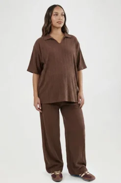 Ensemble Coordonné De Maternité T-shirt Col À Manches Courtes & Pantalon Large
