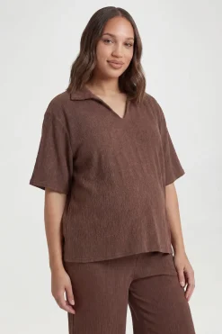Ensemble Coordonné De Maternité T-shirt Col À Manches Courtes & Pantalon Large