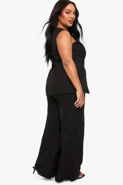 boohoo Ensemble coordonné effet lin : gilet à col carré et pantalon large sur mesure<Femme Ensembles
