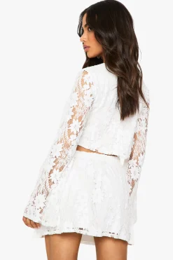 boohoo Ensemble coordonné en crochet pour petites tailles à manches longues et mini-jupe<Femme Ensembles