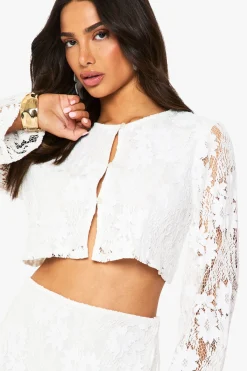 boohoo Ensemble coordonné en crochet pour petites tailles à manches longues et mini-jupe<Femme Ensembles