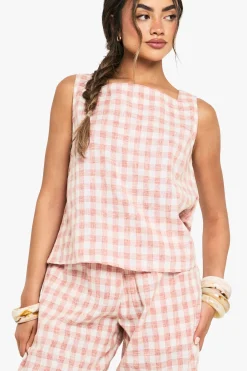 Ensemble coordonné en gingham tissé boxy