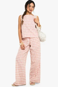 Ensemble coordonné en gingham tissé boxy