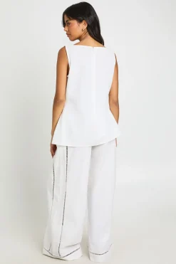 boohoo Ensemble Coordonné En Lin Avec Haut Boxy À Insertion Ajourée Et Pantalon Large<Femme Ensembles