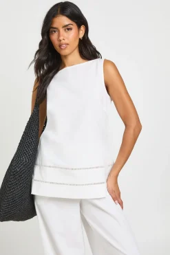 boohoo Ensemble Coordonné En Lin Avec Haut Boxy À Insertion Ajourée Et Pantalon Large<Femme Ensembles
