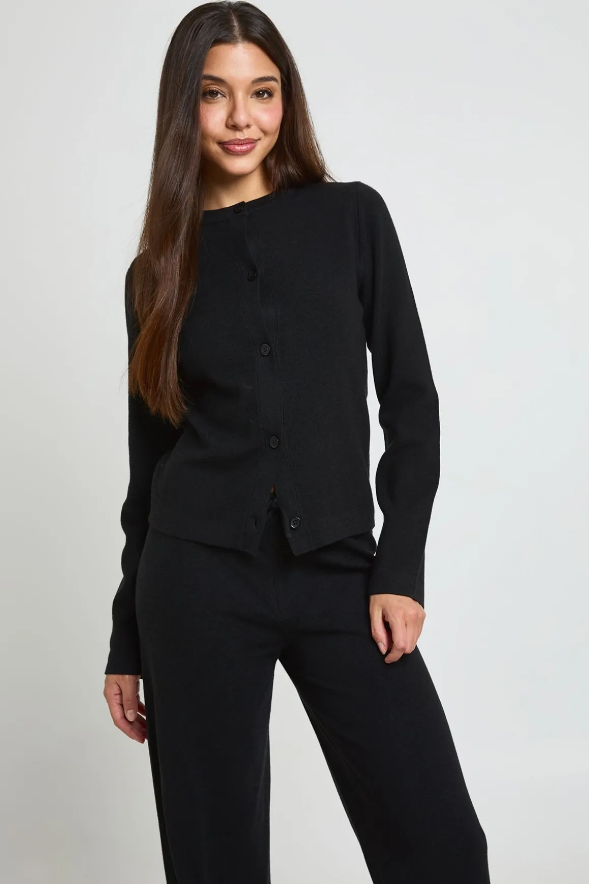 Ensemble Coordonné En Maille Cardigan Et Pantalon Large