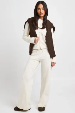 Ensemble Coordonné En Maille Cardigan Et Pantalon Large