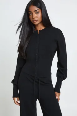 Ensemble Coordonné En Maille Cardigan Taille Cintrée Et Pantalon Jambes Larges