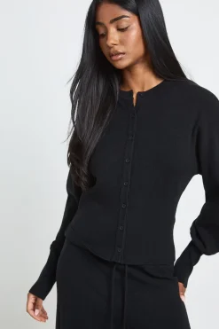 Ensemble Coordonné En Maille Cardigan Taille Cintrée Et Pantalon Jambes Larges