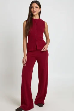 Ensemble Coordonné En Maille Gilet Et Pantalon Large