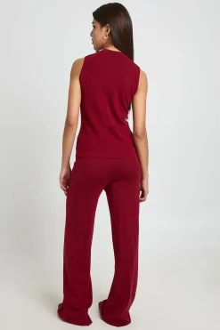 Ensemble Coordonné En Maille Gilet Et Pantalon Large