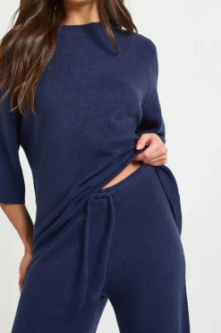 Ensemble Coordonné En Maille Haut À Manches Courtes Et Pantalon