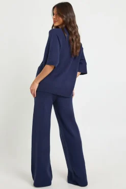 Ensemble Coordonné En Maille Haut À Manches Courtes Et Pantalon