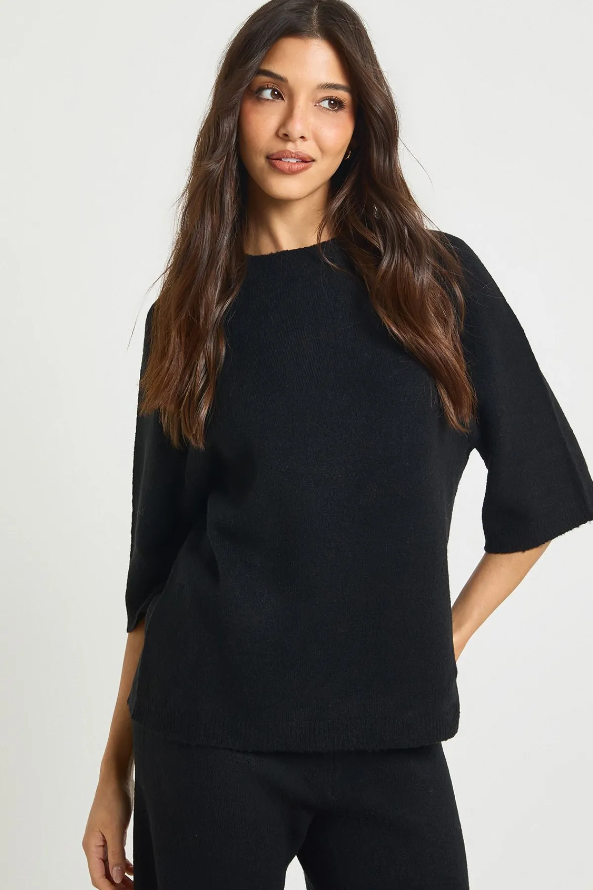 boohoo Ensemble Coordonné En Maille Haut À Manches Courtes Et Pantalon<Femme Pulls Et Gilets|Toutes Les Mailles