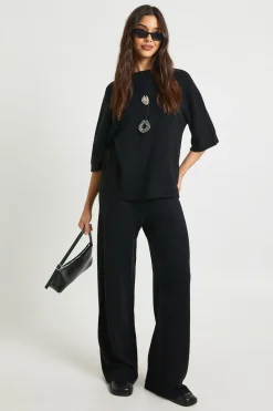 boohoo Ensemble Coordonné En Maille Haut À Manches Courtes Et Pantalon<Femme Pulls Et Gilets|Toutes Les Mailles